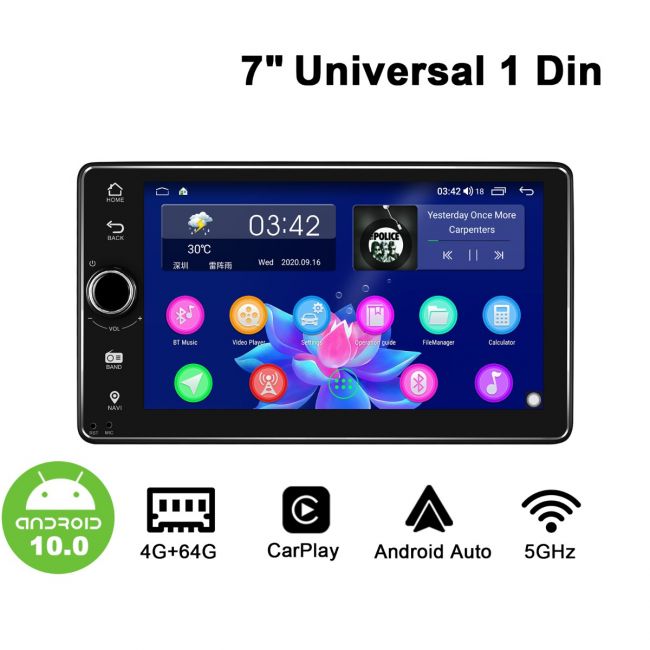 1 Din Android 10.0 Universal Auto Radio 6,9 Zoll Touchscreen