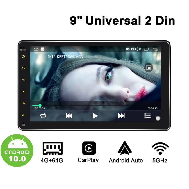 Double 2 Din Android 4+64GB Car Stereo Radio Carplay For 2012-2016