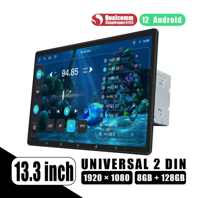 Newest Arrival 13.3 Double Din Car Stereo 8GB+128GB Support Carplay And Android  auto